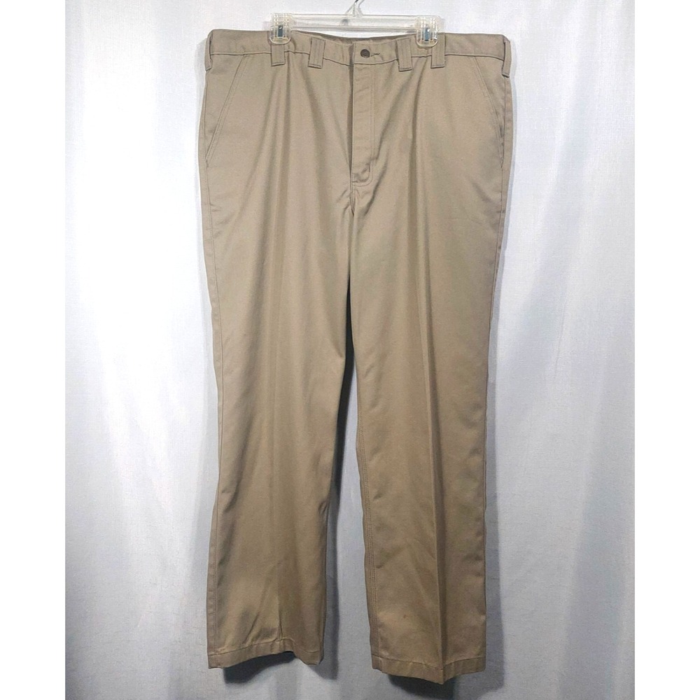 Carhartt Mens  Size 44/32 Twill Utility Work Pants Tan 4 Pockets Zipper NWOT
